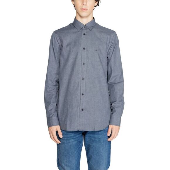 Armani Exchange Blue Cotton Dress Men's Shirt Armani Exchange Blue Cotton Dress Men's Shirt